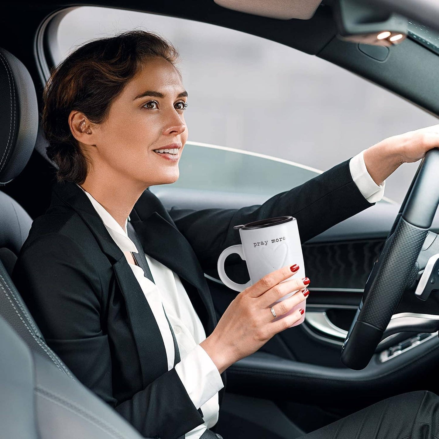 20oz Stoneware Travel Mug with Lid – Pray More Worry Less