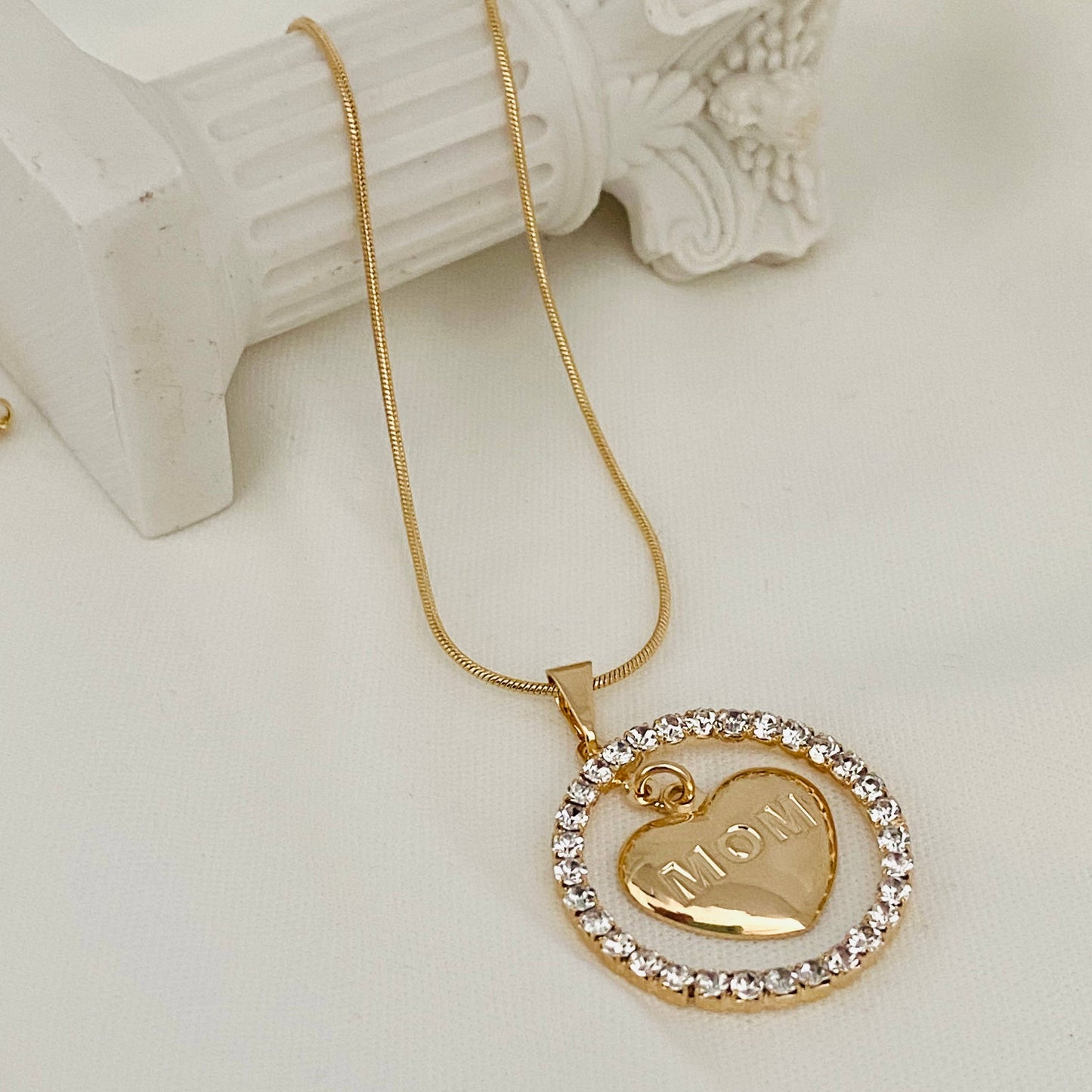 CZ Charm Mom Necklace, Mama Necklace, To My Mom Necklace