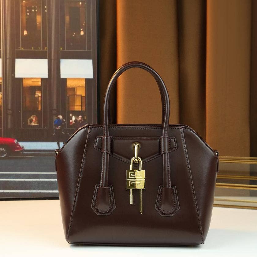 Lock Detail Cow Print Handbag Boston bag with 2 straps