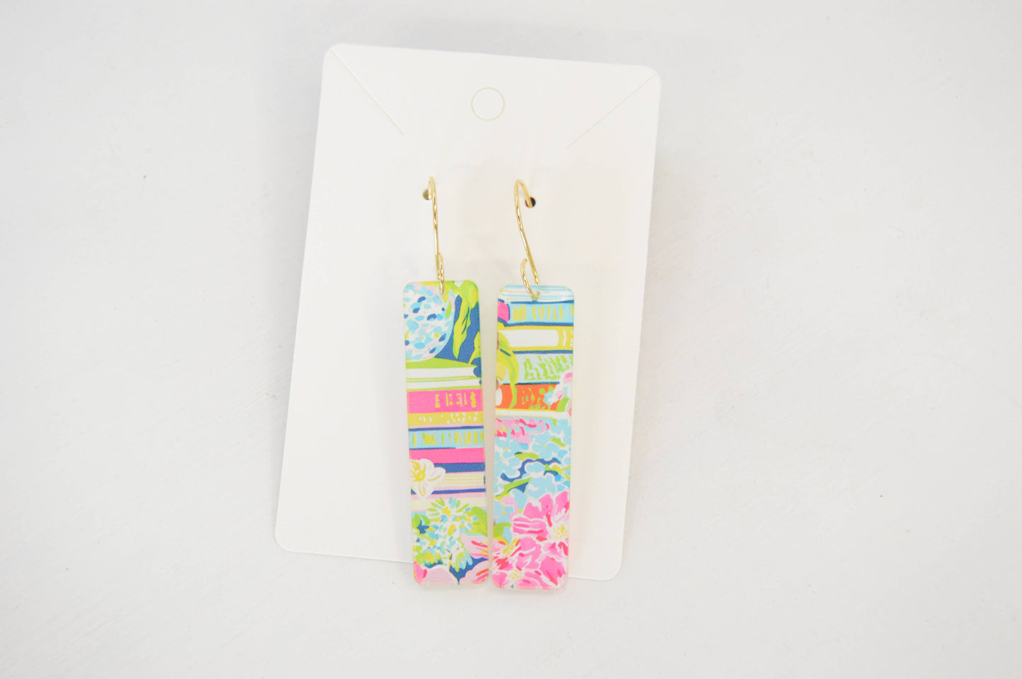 Preppy Book Earrings, Floral, Flowers, Acrylic Earrings