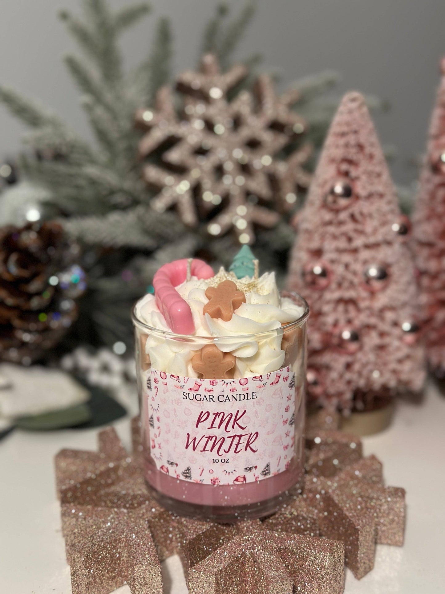 Pink Winter Candle – holiday gift & winter candle