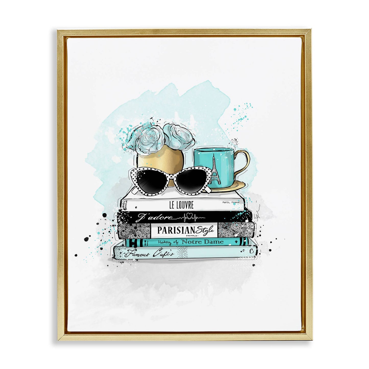 Turquoise Fashion Book Stack - Framed Wall Art