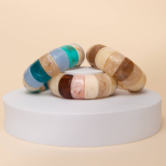 Marbled Segment Stretch Bracelet with Chunky Band