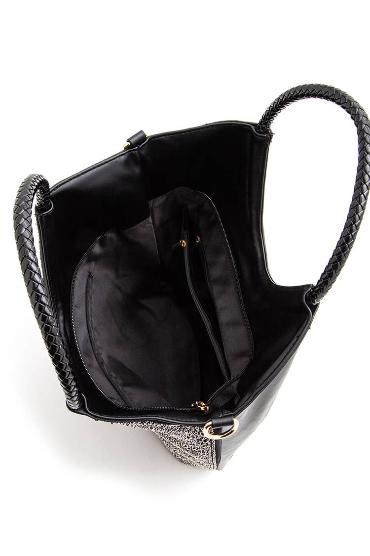 Rhinestone Top Handle Convertible Fashion Tote