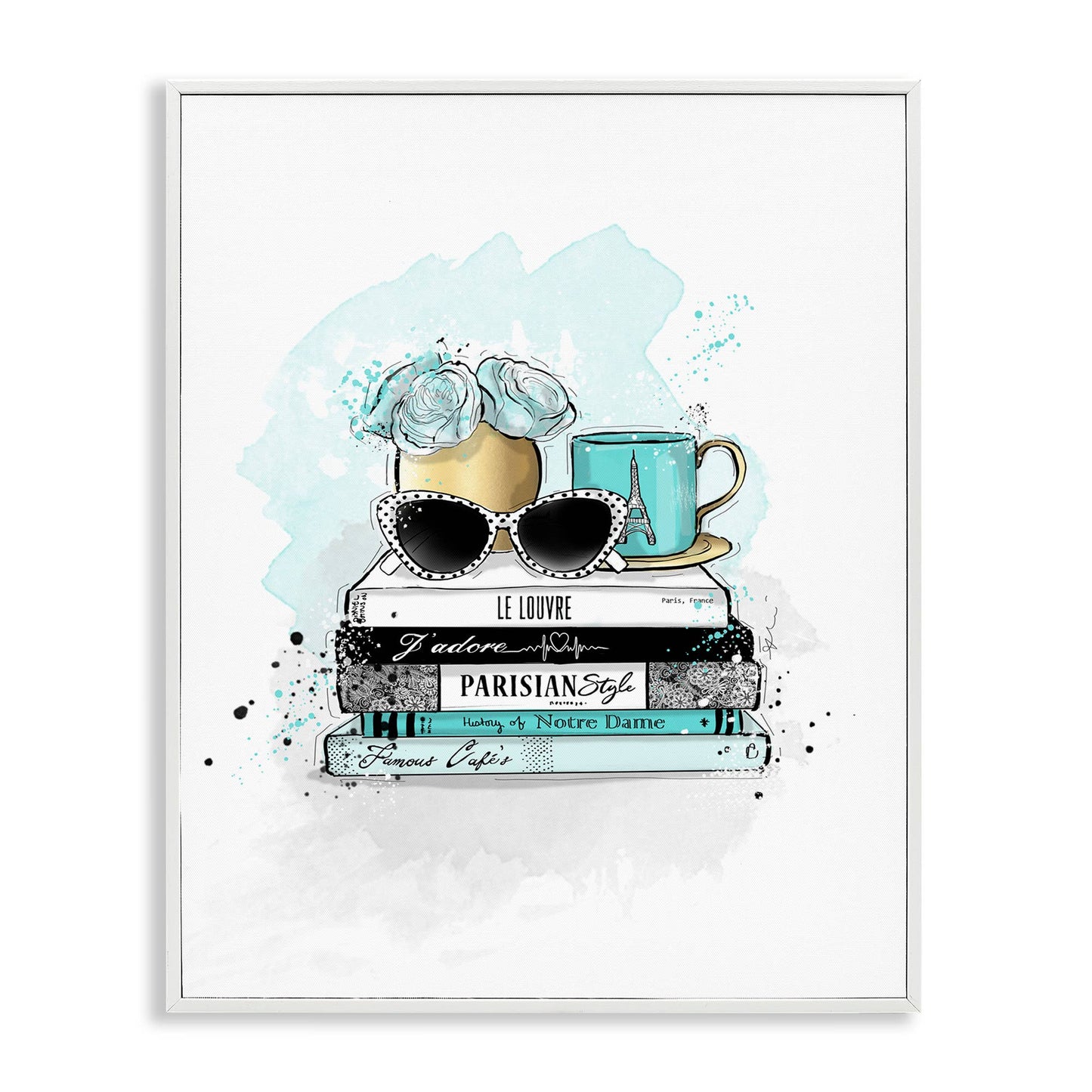 Turquoise Fashion Book Stack - Framed Wall Art