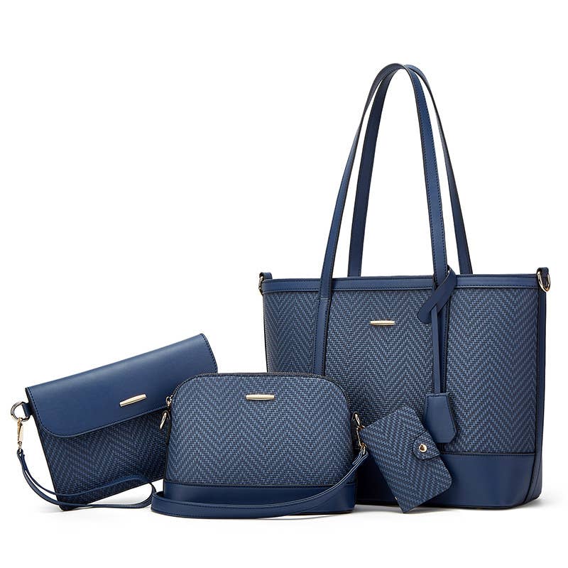 Textured Tote Bag 4-Piece Set