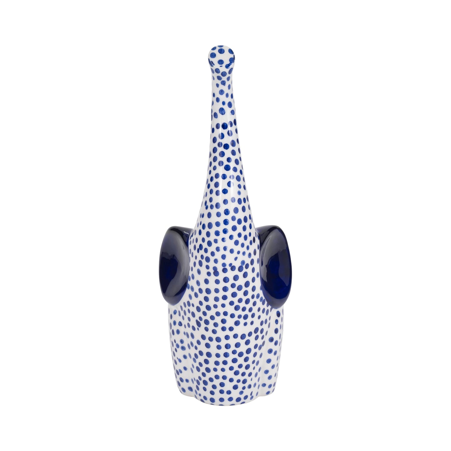 Ceramic Hand Stamped Elephant Figurine - Blue, 11 in.