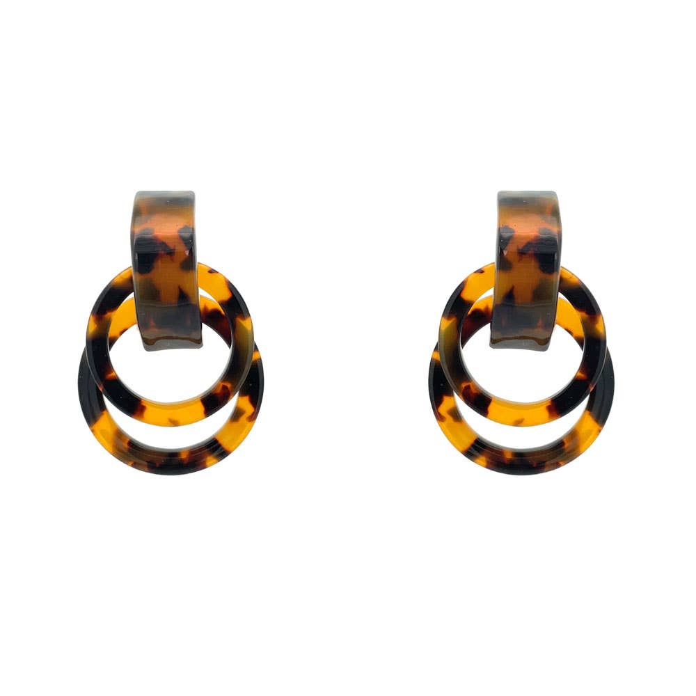 MARBLE RESIN LAYERED CIRCLE DROP EARRING, ME 22015