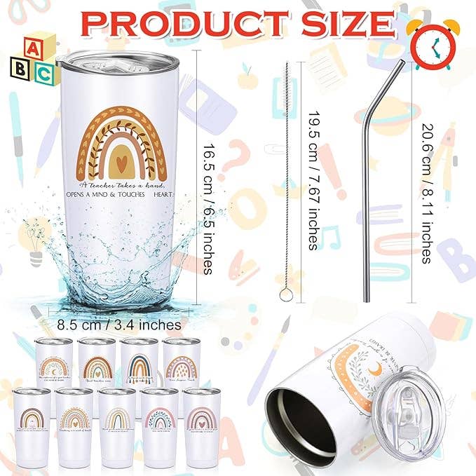 20 oz Rainbow Tumbler with Lids & Straws