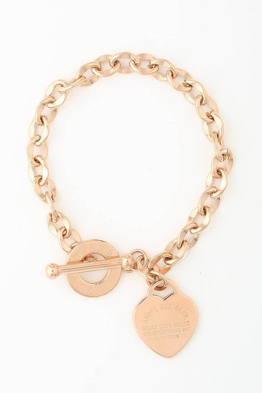 KANIKA HEART & CROSS BRACELET - ROSE GOLD
