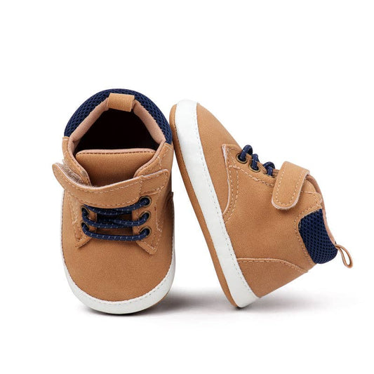 Khaki cute boy baby shoes w/ velcro. MY3192