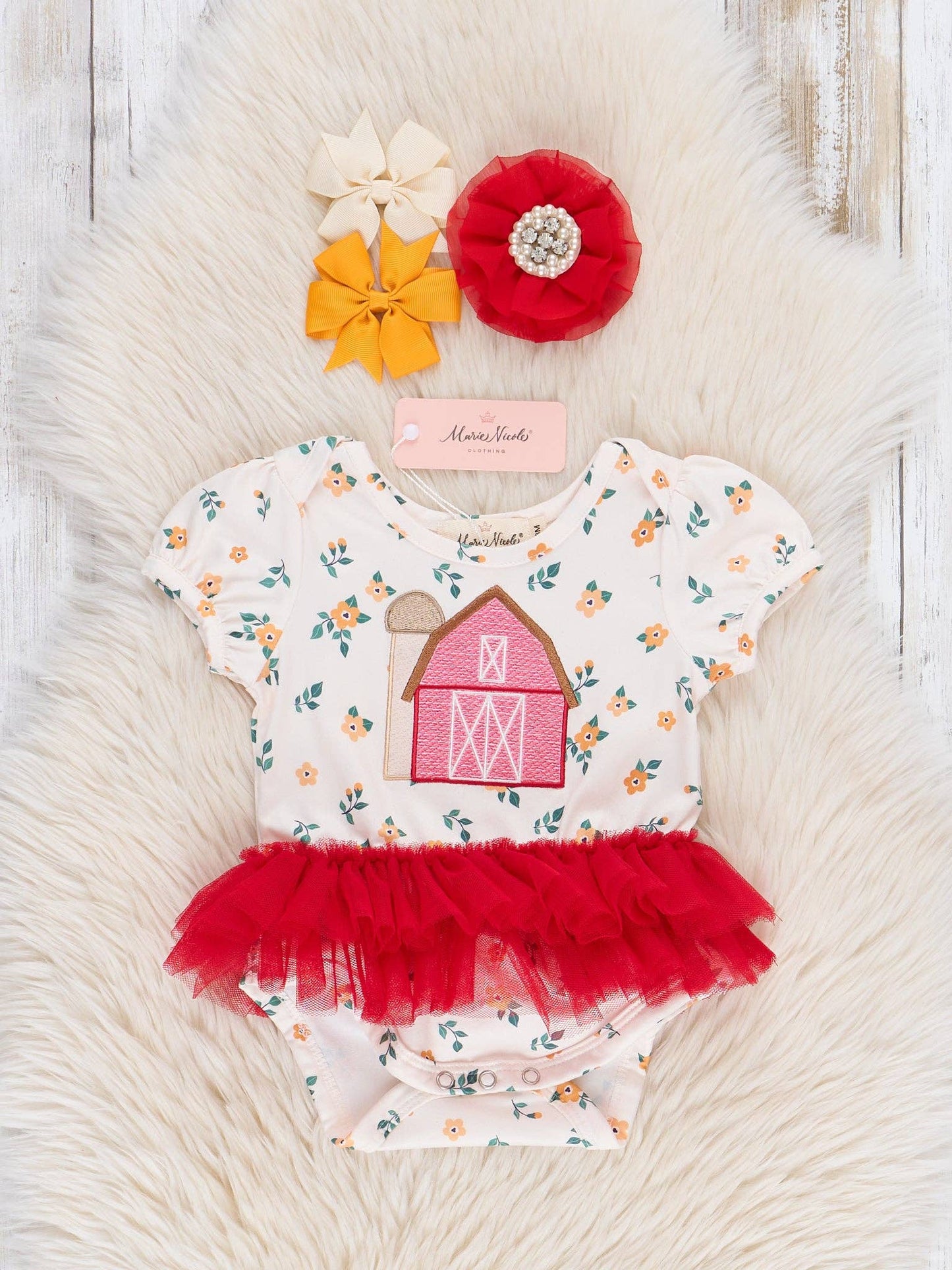 Embroidered Barn Tulle Bubble Romper