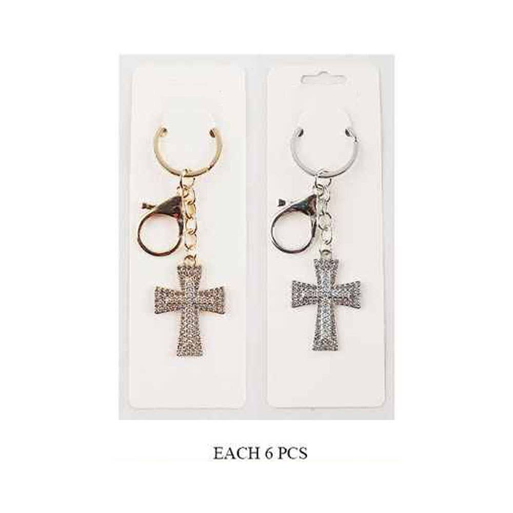 Rhinestone Paved Cross Charm Drop Bag Charm Keychain