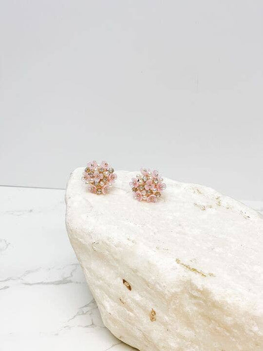 Pearl & Flower Cluster Post Earrings