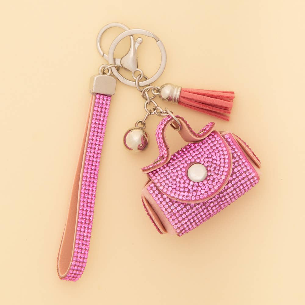 Rhinestone Studded Mini Leather Bag Design AirPod Case