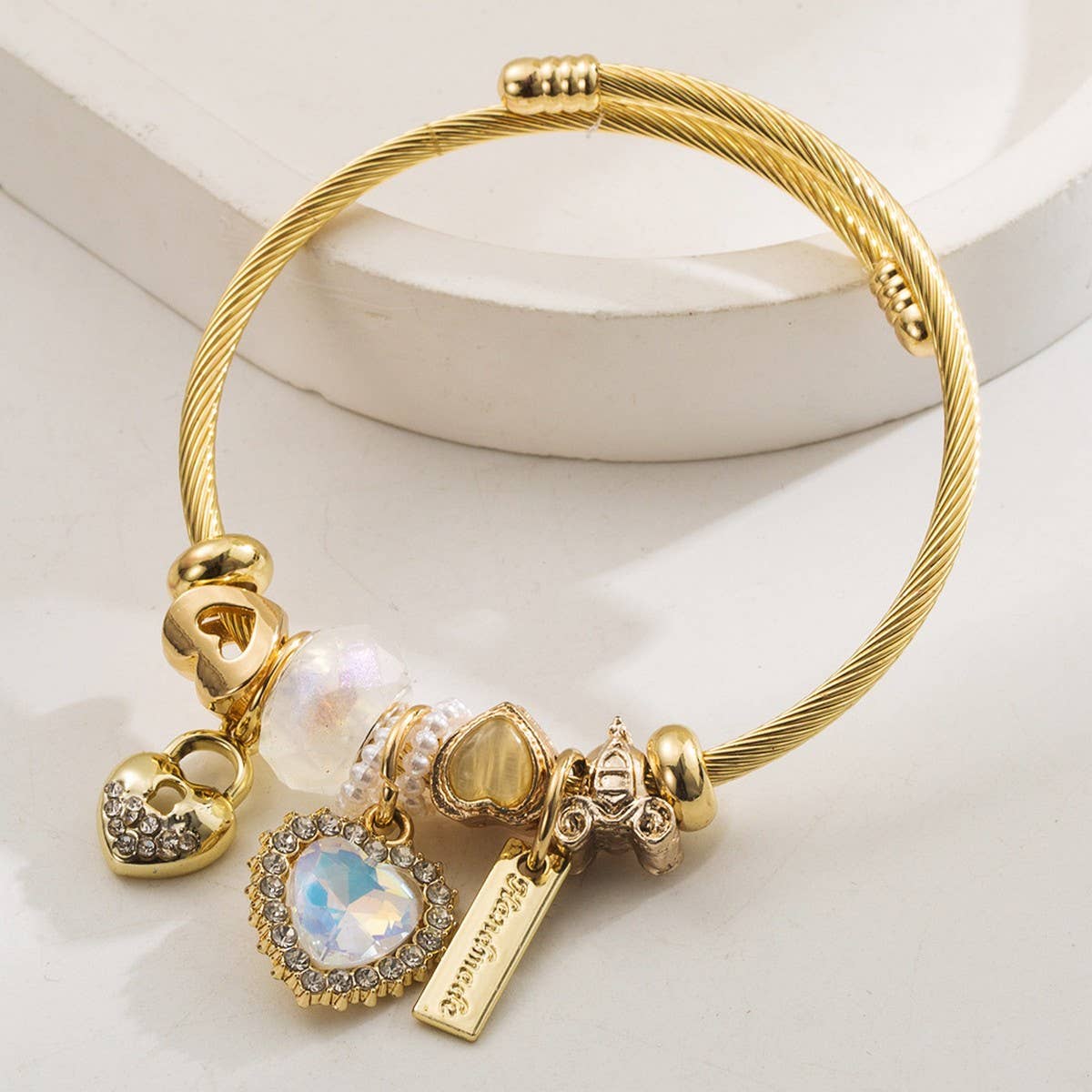 Minimalist Crystal Heart Beaded Couple Bracelet_CWMM8611