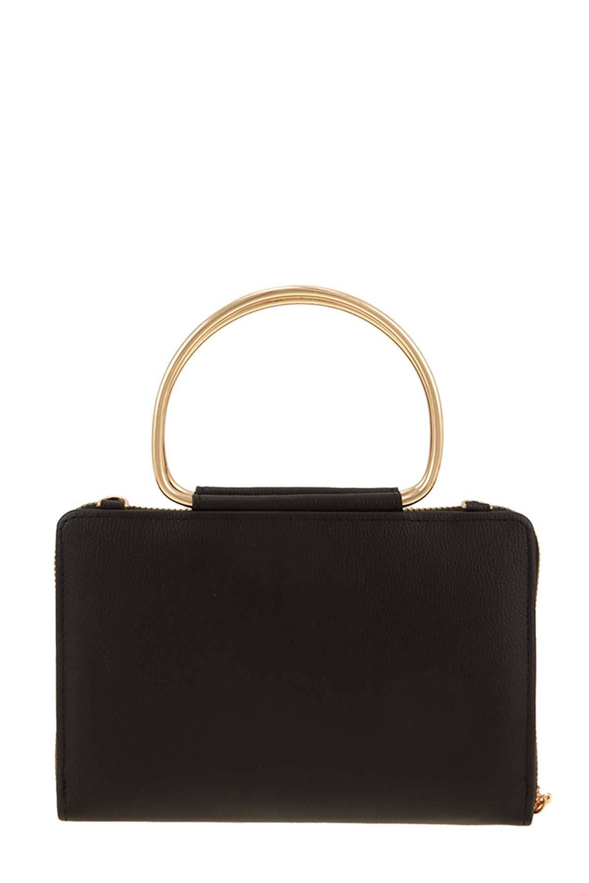 Rectangular Bag with V Accent and Metal Handle