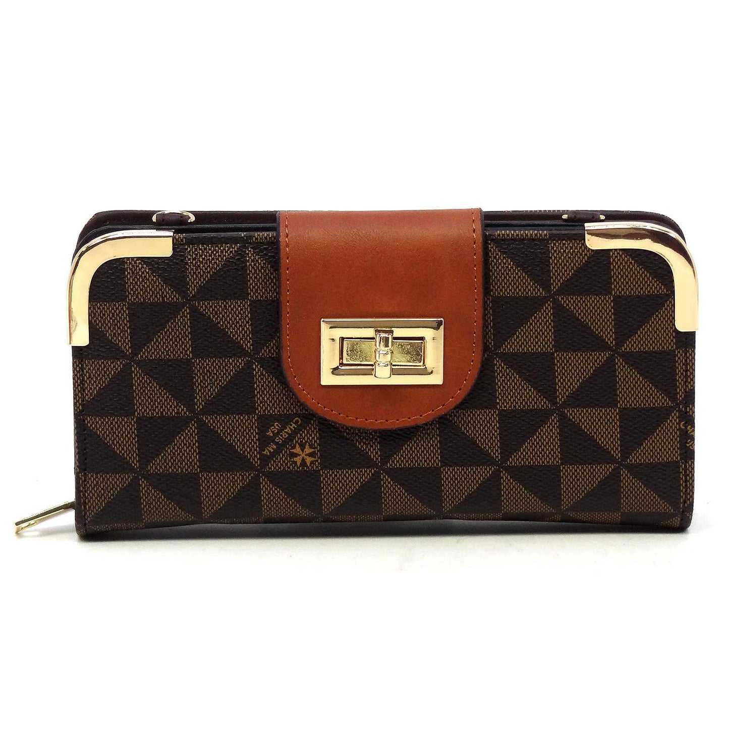 PM041 Monogram Turn Lock Crossbody Wallet