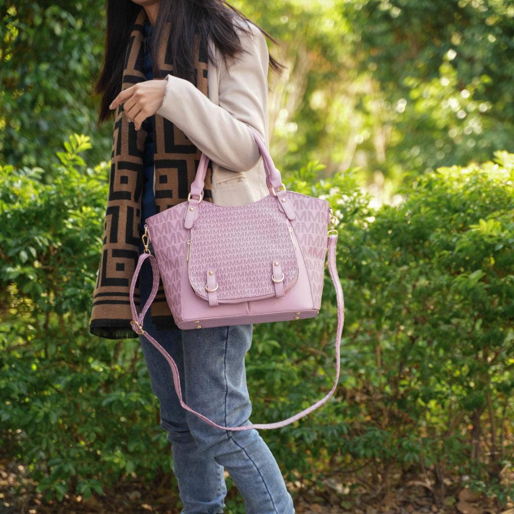 Talula Signature Printed Vegan Leather Satchel Bag by Mia K