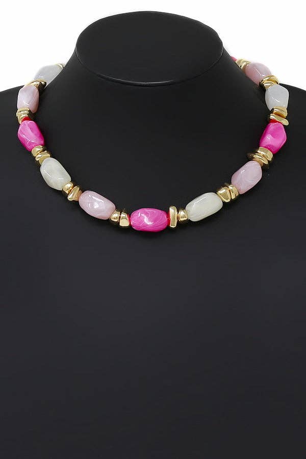 Resin Marble Beaded Short Necklace