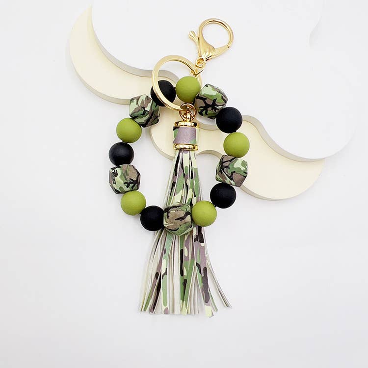 Vintage Beaded Tassel Bracelet Keychain