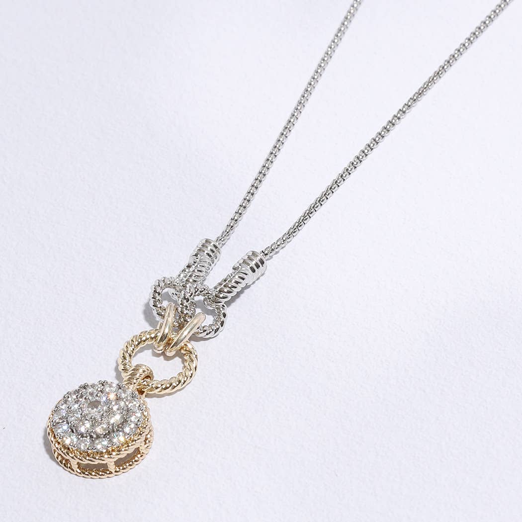 Round Pave Pendant RH Chain Necklace