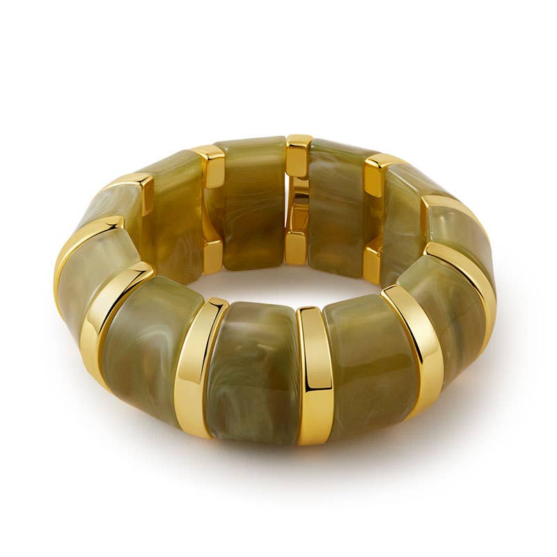 B25170 Bold Tiled Polyresin Stretch Bangle Bracelet