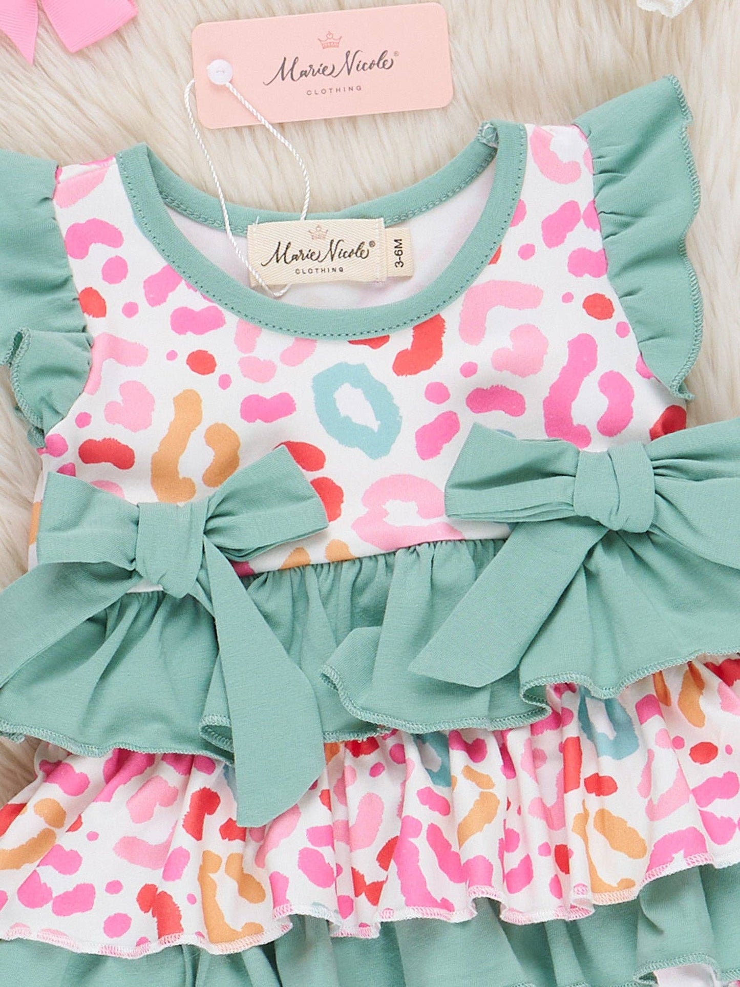 Rainbow Safari Leopard Ruffle Bubble Romper