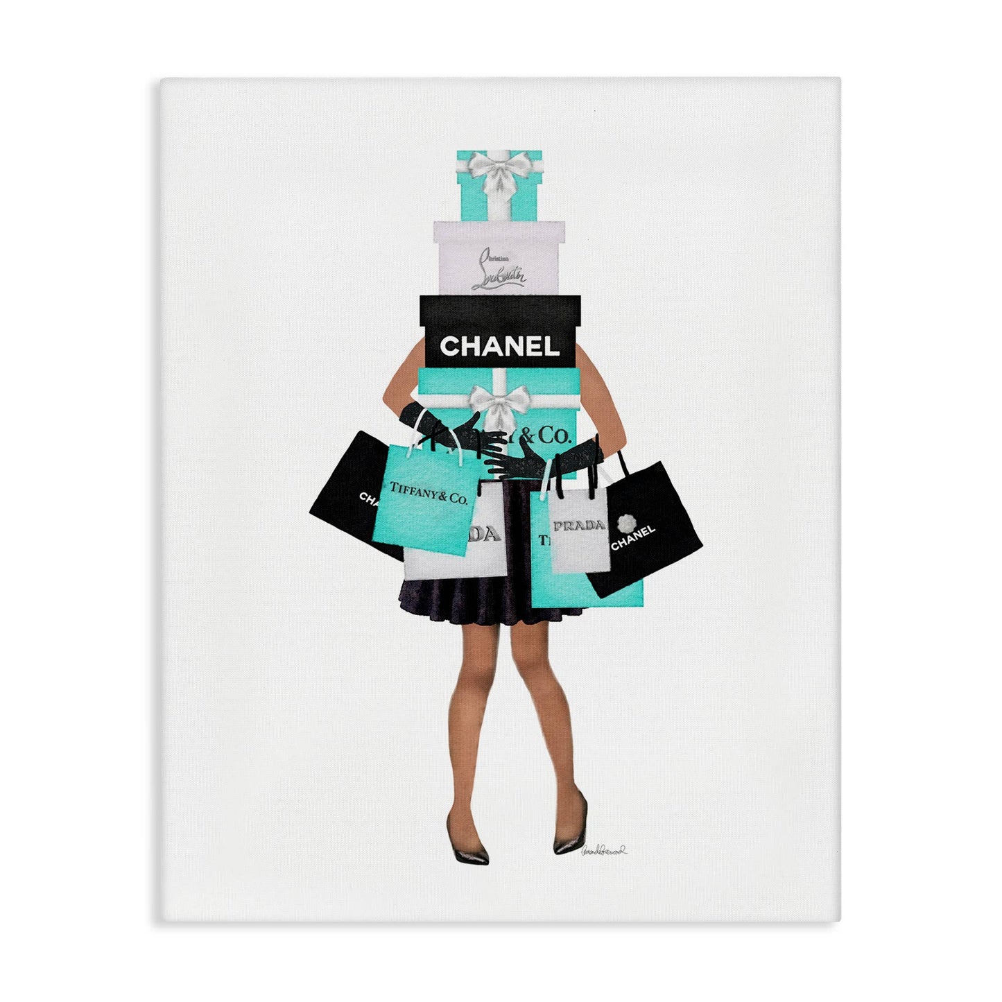 Fashionista Woman Shopping Chic Glam Bags Canvas