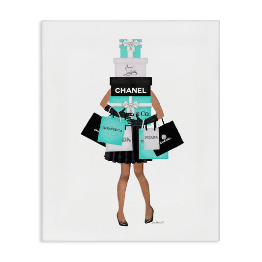 Fashionista Woman Shopping Chic Glam Bags Canvas