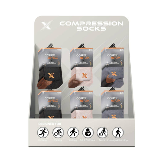 COPPER COMPRESSION SOCKS WITH FREE DISPLAY (24-PAIRS)
