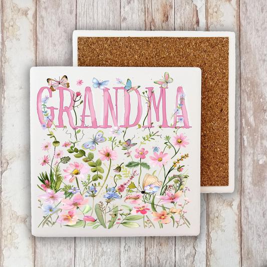 Mother's Day Wild Flowers Grandma Stone Coaster