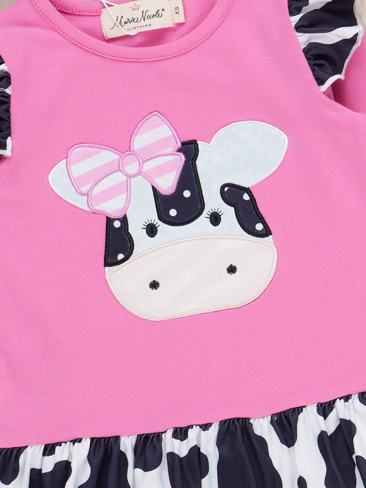 Lil’ Moo Ruffle Embroidered Cow Outfit