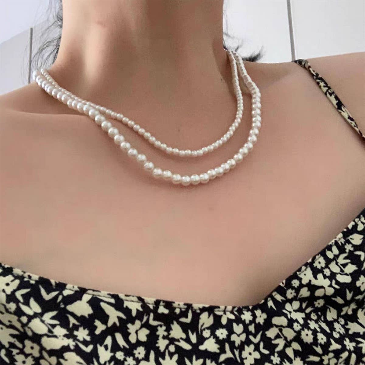 VINTAGE ELEGANT DOUBLE PEARL NECKLACE_CWAJE1680