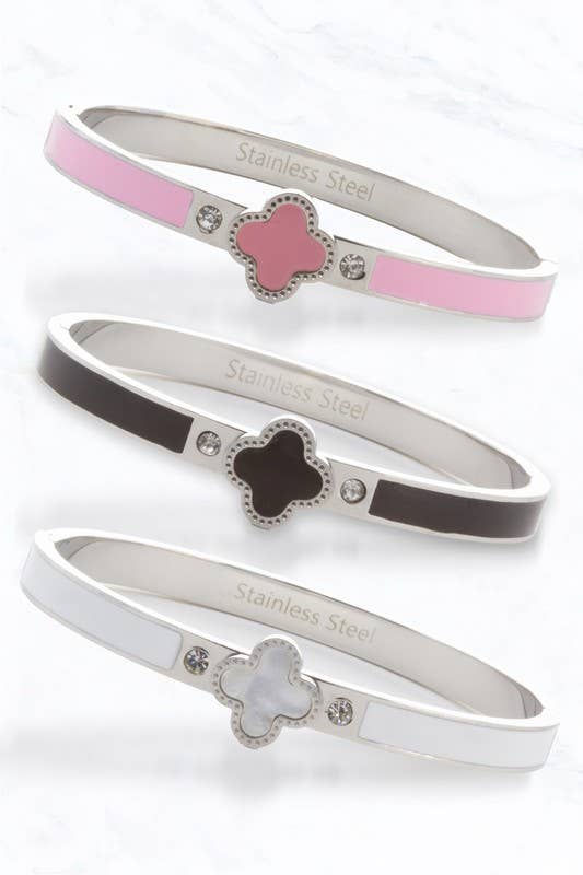 Stainless still Epoxy clover Bangle