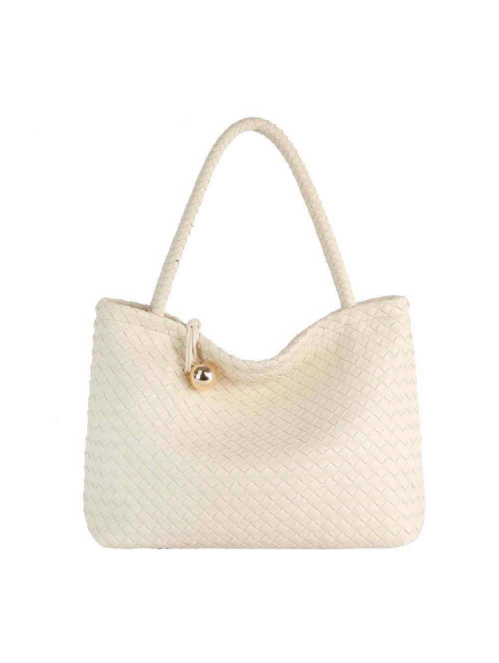 Woven Golden Ball Clasp Tote Bag