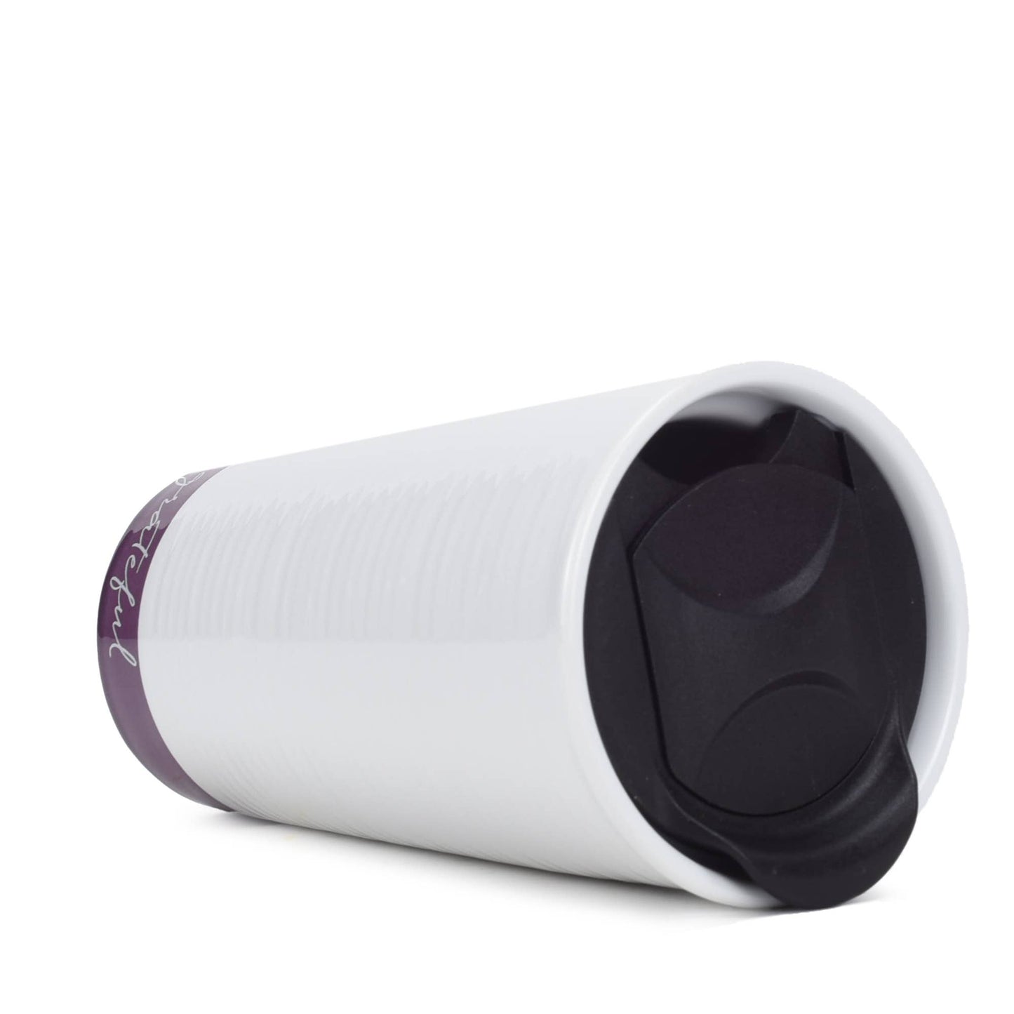 Grateful Textured Dark Purple 12 oz Ceramic Travel Tumbler