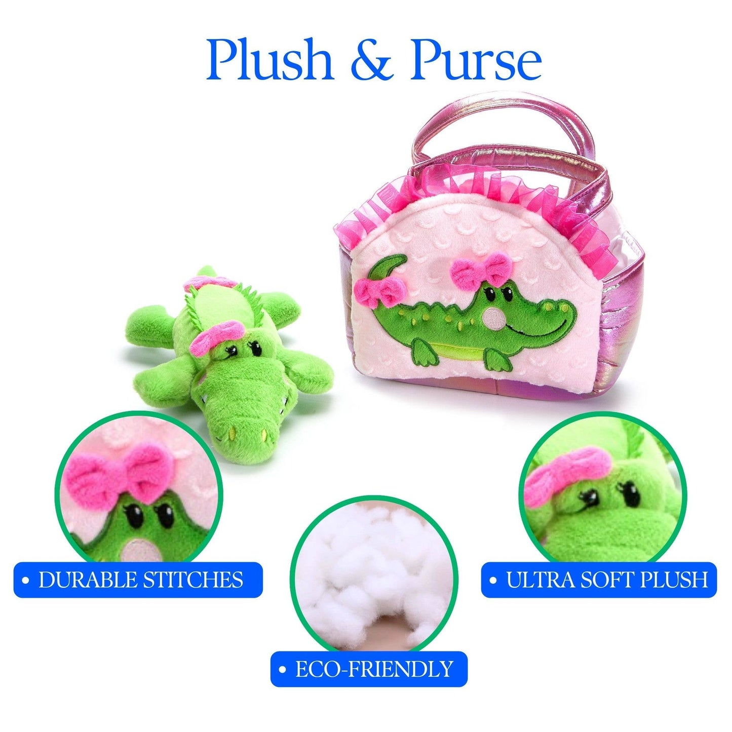 Pink Purse &  9" Plush Alligator
