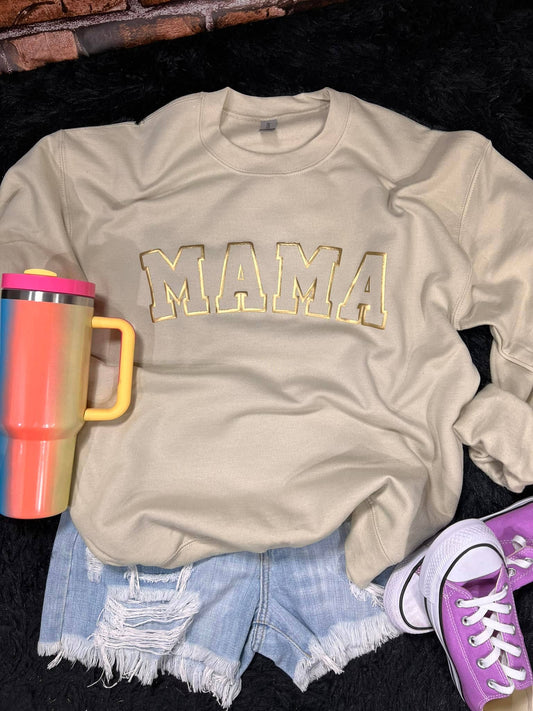 Mama Outline Gold Puff Fleece