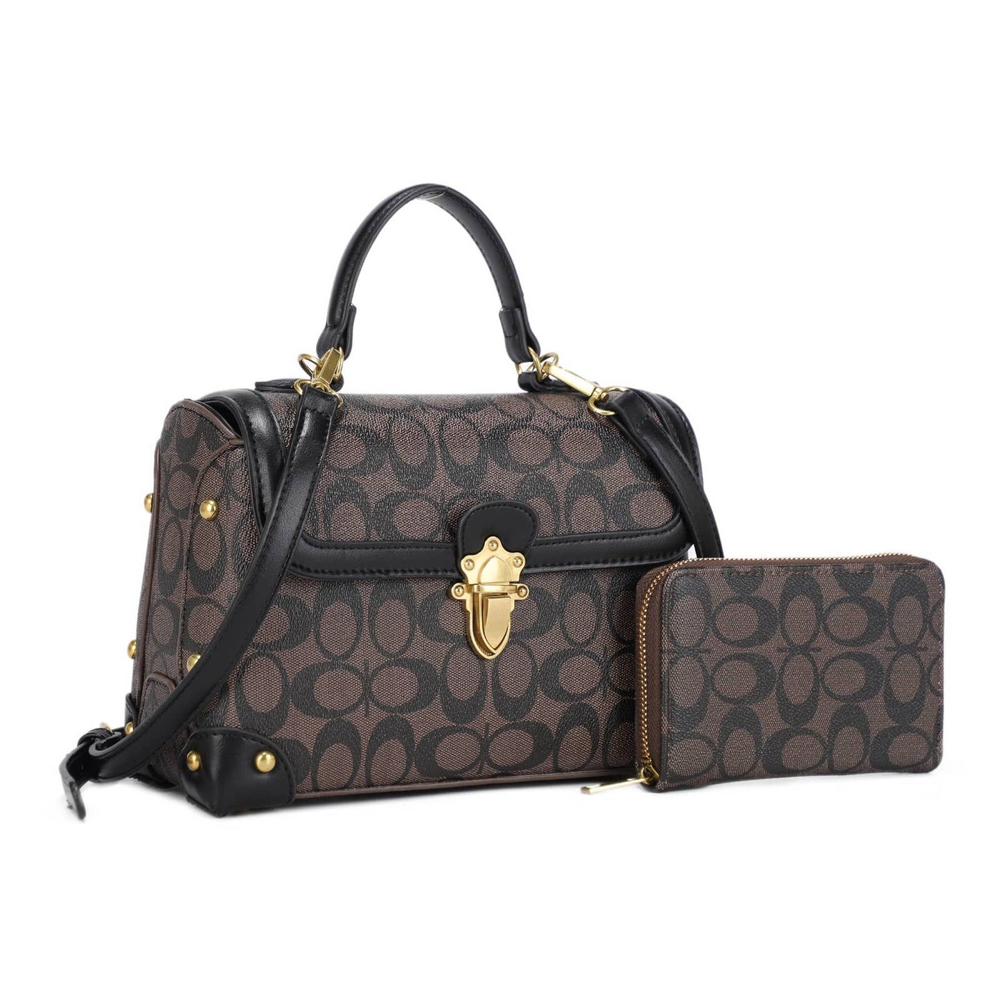 Designer-Inspired Monogram Satchel & Wallet Set