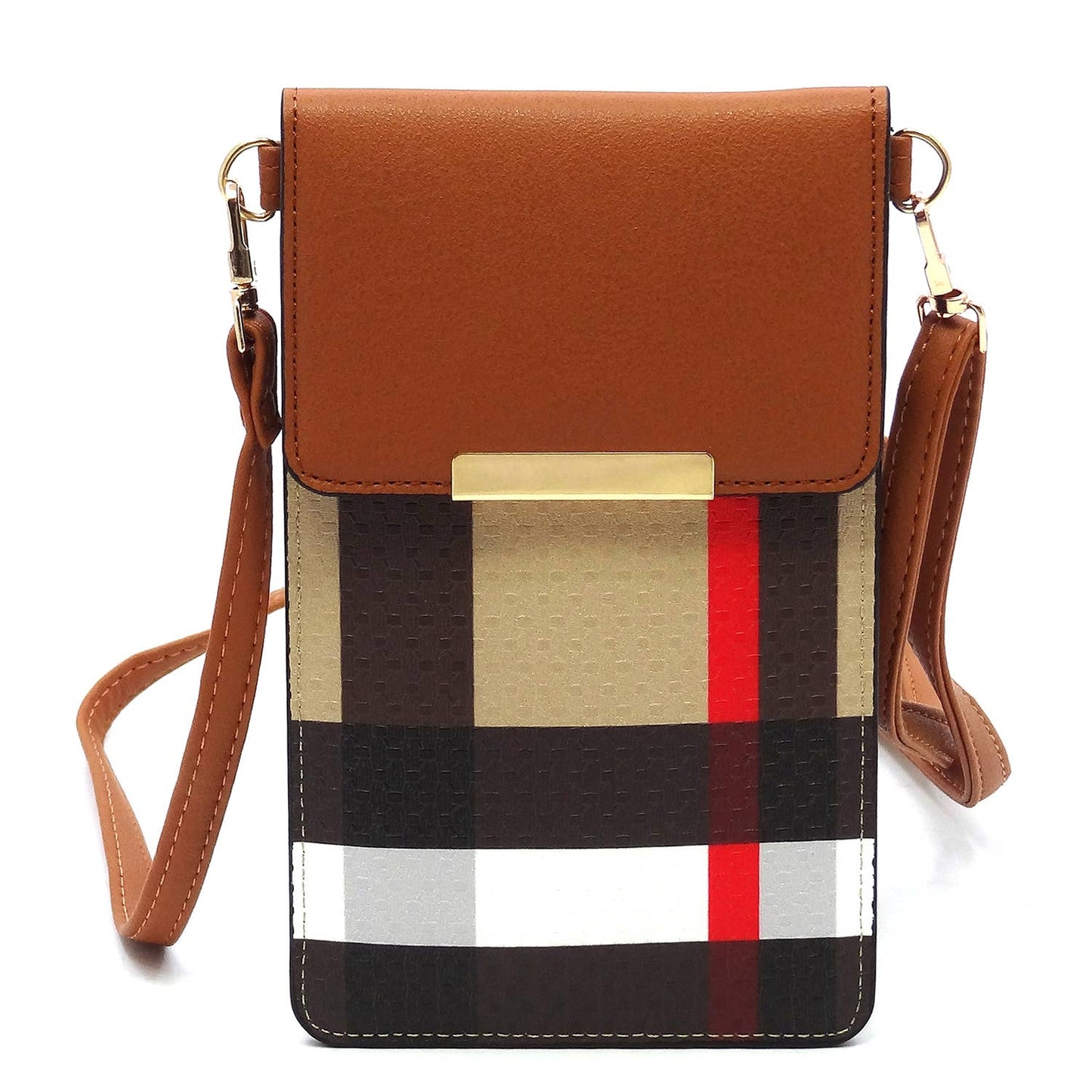 BT082 Tartan Plaid Check Cell Phone Purse Crossbody Bag