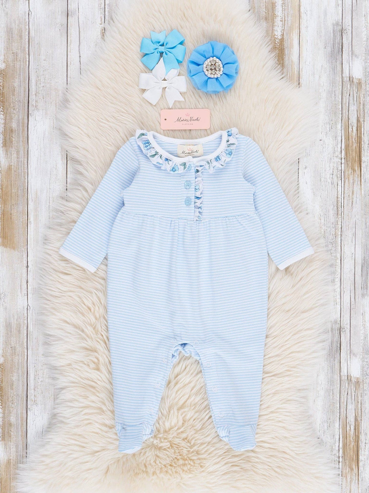 Cornflower Cottage Ruffle Footed Sleeper Pajamas