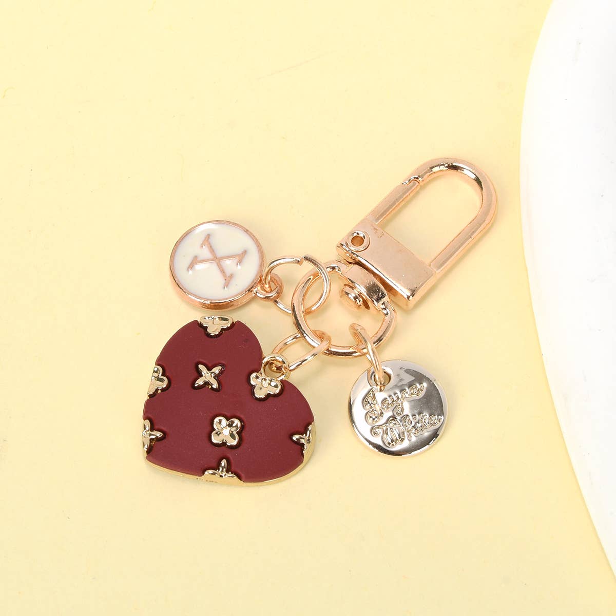 Letter Round Badge Love Keychain
