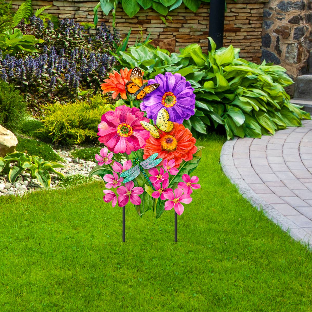 Zinnias in Bloom Metal Art