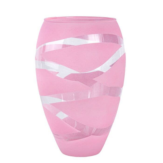 Vernissage Hand-Painted Pink Glass Flower Vase