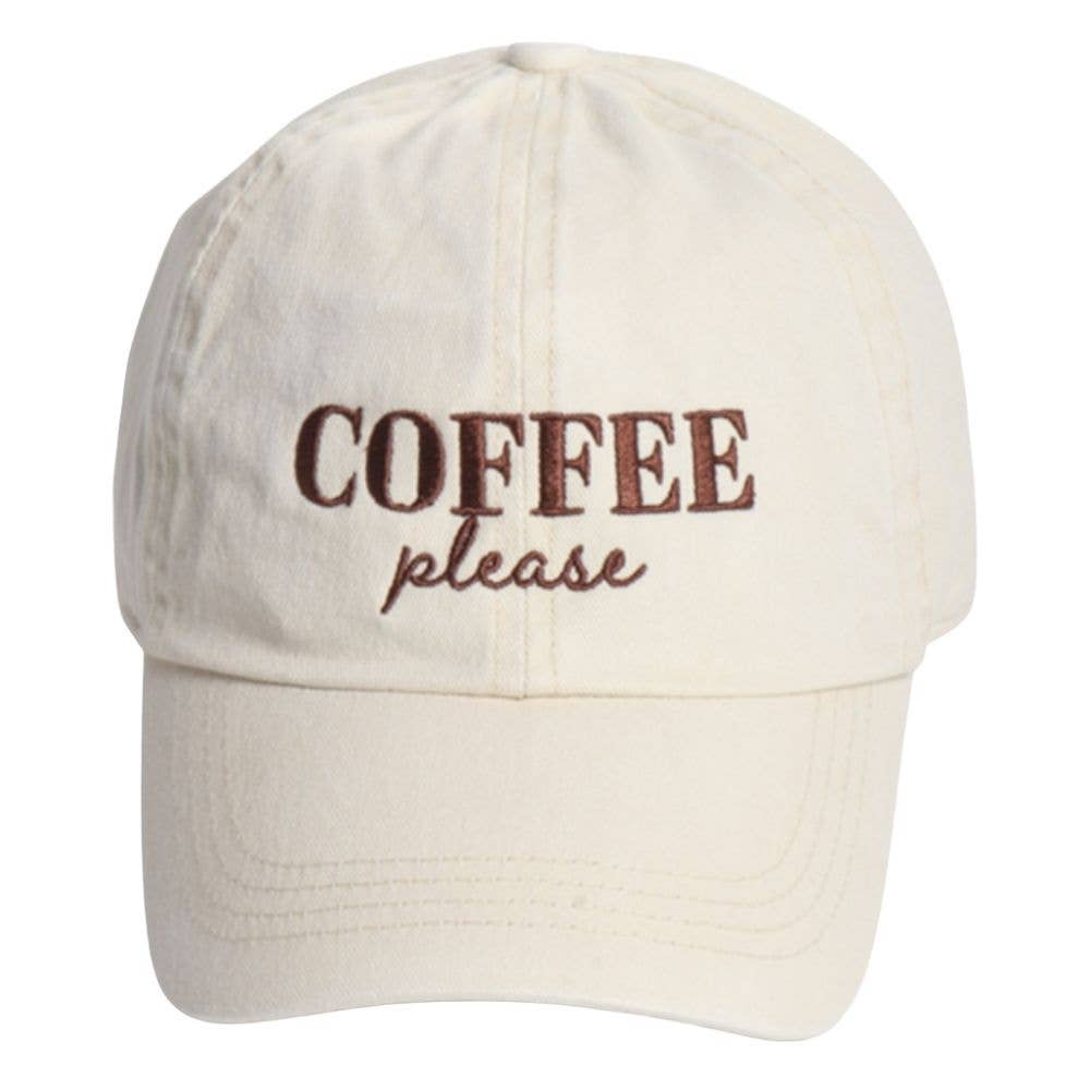 COFFEE PLEASE EMB WASHED CAP, LCAP 5777