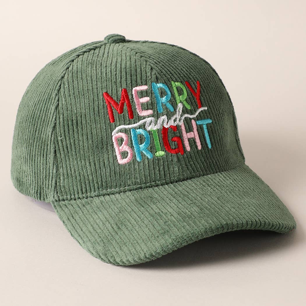 MERRY BRIGHT Embroidery Corduroy Cap