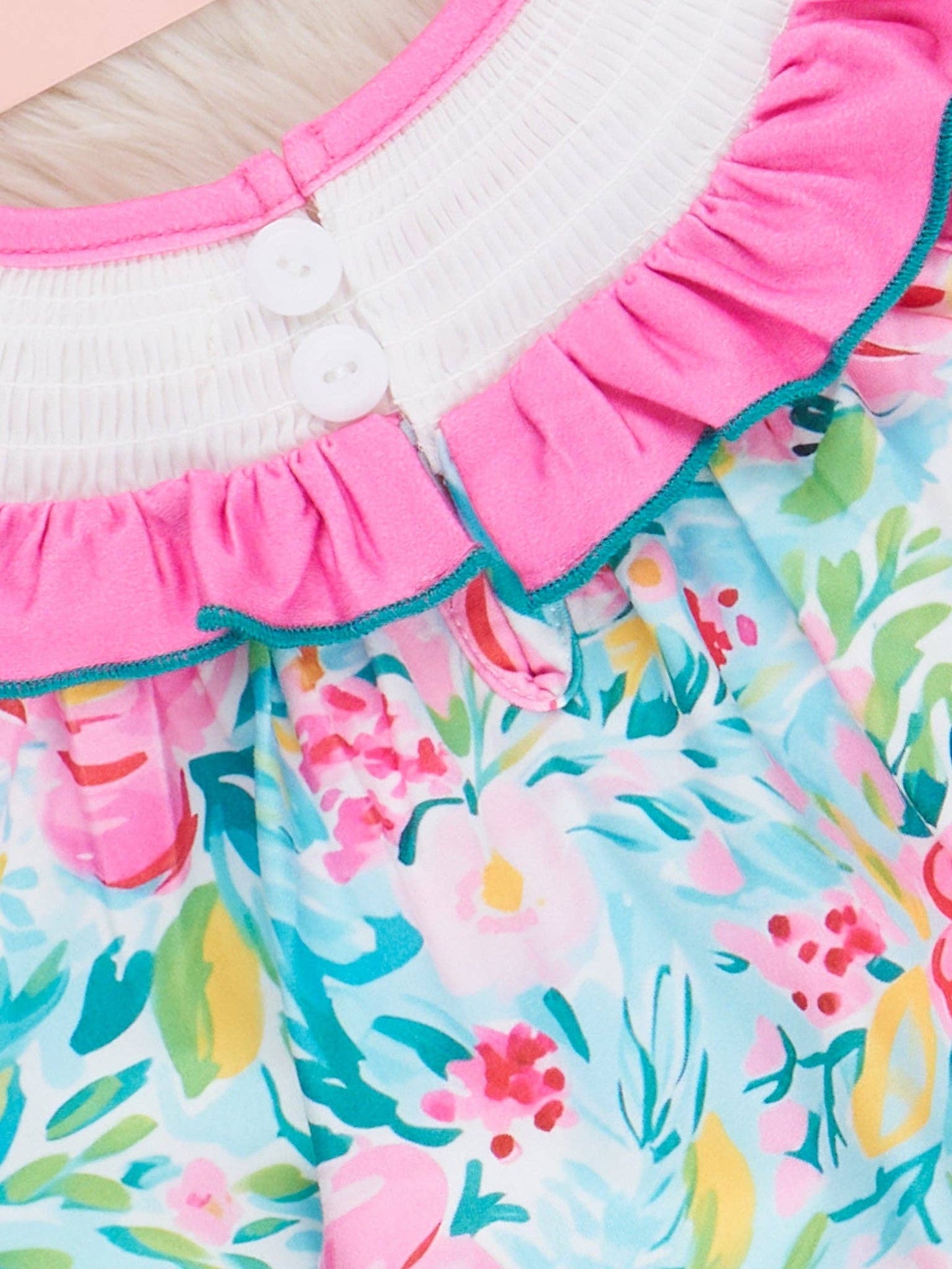 Fruity Summer Garden Smocked Bubble Romper