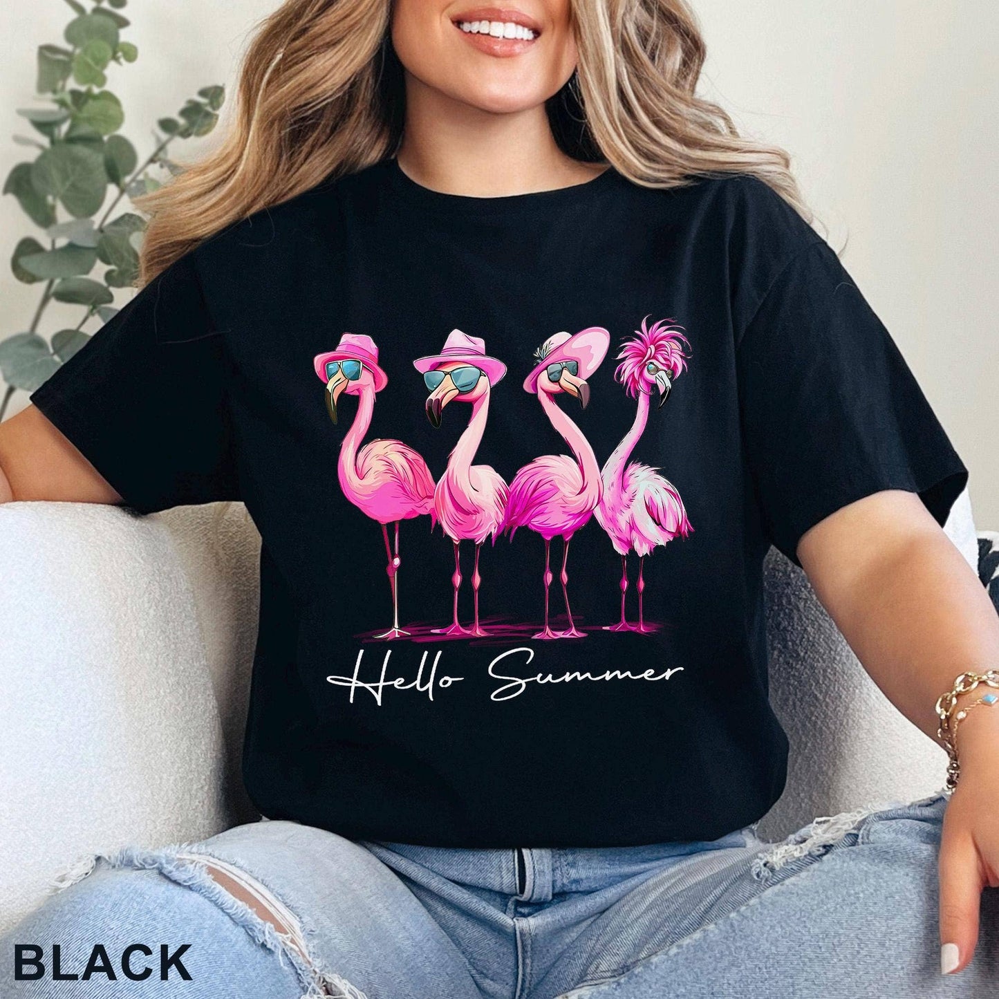 Hello Summer Shirt, Flamingo, Cute Beach, Tropical Animal