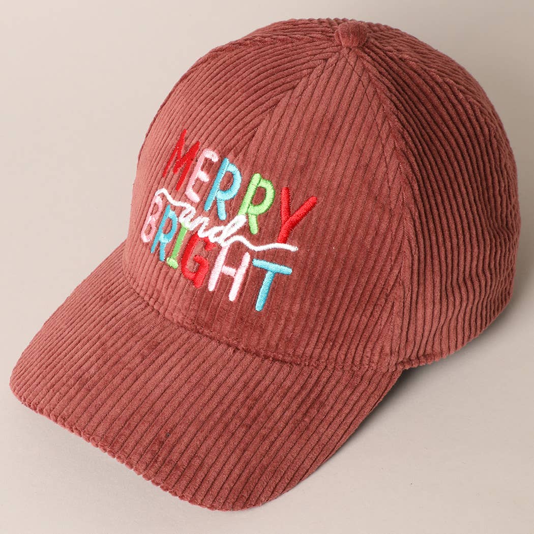MERRY BRIGHT Embroidery Corduroy Cap